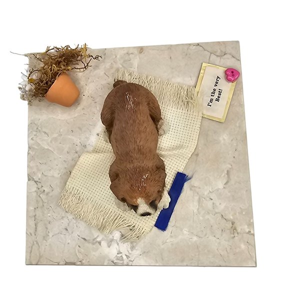 Vintage Sandicast Lil Snoozer Boxer Puppy On Tile - Picture 7 of 9